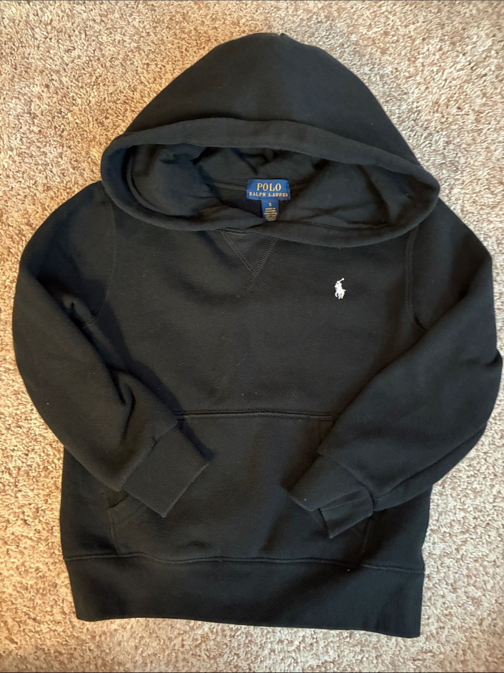 Polo by Ralph Lauren Black Hooded Sweatshirt with White Pony